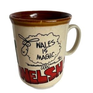Mug CPM Wales is Magic Coffee Vintage Sheep I'm Welsh Stoneware Red Green